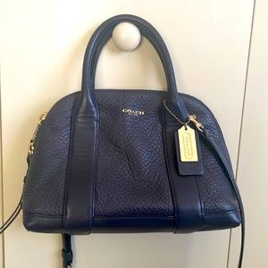 Coach Bleecker Mini Preston Satchel In Pebbled Leather- dark purple